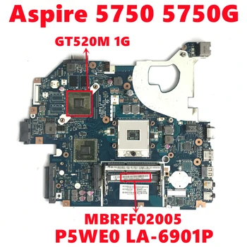 MBRFF02005 Mainboard Acer Aspire 5750 5750G Nešiojamas Plokštė P5WE0 LA-6901P Su N12P-GV-OP-B-A1 1GB HM65 DDR3 100% Testuotas