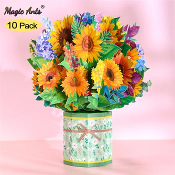 10 Pak 3D Gėlių Puokštė Pop-Up Kortelės Namų Puošybai Motinos Diena Gimtadienio Atvirukai Mama, Žmona Ačiū Jubiliejų