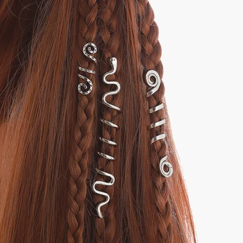 Viking Spiralės Žavesio Karoliukai Plaukų Pynės už Barzdos Plaukų Karoliukai Papuošalai Derliaus Moterų Mergina Staigius Plaukų Clips Priedai