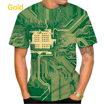 2022 Naujų Karšto pardavimo Elektroninių 3D Spausdinimo T-shirt Vyrams ir Moterims Atsitiktinis Mados Hip-hop, Punk Kietas Raundo Lyderis Marškinėliai