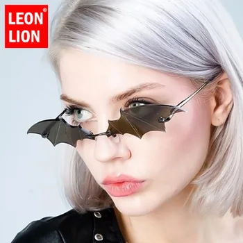 LeonLion 2021 Akiniai Nuo Saulės Moterims, Bat Modeliavimo Akiniai Nuo Saulės Moterims, Prabangos Prekės Ženklo Dizaineris Akiniai Nuo Saulės Moterims Taškus Metalo Gafas De Mujer