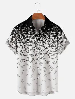 Nauji vyriški Marškiniai Pastaba Tapybos trumpomis Rankovėmis Viršūnes kraštovaizdžio Spausdinti Vasaros Mygtuką Marškinėliai Vyrams Ir Moterims