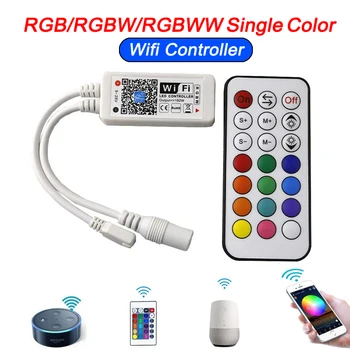 Magija Namų 5V~24V RGB Wifi Valdytojas RGBW RGBWW WiFi Led valdiklis 12V Už 5050 2835 5630 3528 led juosta