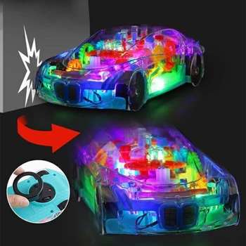 HGCYRC Mirksi Automobilių Žaislas Su LED Šviesa, Šviesos Muzika Skaidri Įrankius, Transporto priemonės Modelis 360 Sukimosi Spalvinga Automobilių Žaislai vaikams