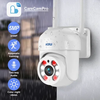 KERUI 3MP 5MP WIFI IP Camera PTZ Kontrolė Lauko Dviejų krypčių Garso Žmogaus Aptikimo Auto Stebėjimo H. 265 CCTV Saugumo Kameros