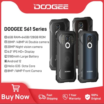 [World Premiere] DOOGEE S61 Serijos Tvirtas Telefonas 20MP Naktinio Matymo Kamera Kelias Atgal korpuso Konstrukcija IP68/IP69K 5180mAh Baterija