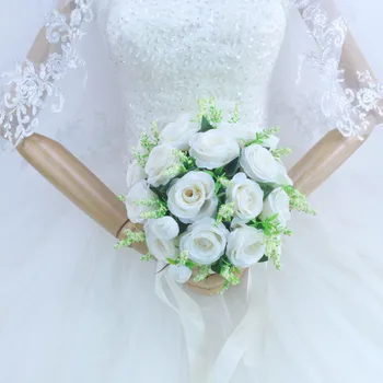 YO CHO Nuotakos Puokštė Gėlių Bridesmaid, Vestuvių Aksesuarai, Baltos spalvos Dirbtinių Rožių Nuotakos Puokštės Santuoka Vestuvių Dekoravimas