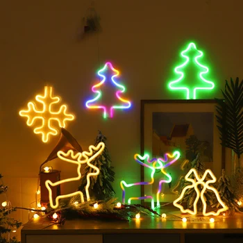 Kalėdų Neoninės Šviesos diodų (LED Neon Naktį Šviesos Meno Pasirašyti Sienos Kambaryje Namo Šalis Juostos Vestuvių Dekoravimo Kalėdų Sienos Kabo Neoninis Ženklas