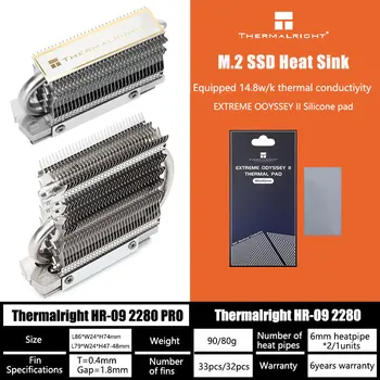 Thermalright HR-09 2280 M. 2 SSD (Solid State Drive Radiatorių Visą Galvanizavimo Persiunčiami AGHP Šilumos Vamzdžio, Dvigubo sluoksnio Šiluminę Pagalvėlę