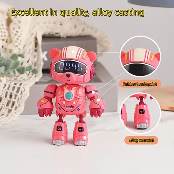 Metalo Žadintuvas Bear Robotas Žaislas Vaikai, Berniukai Ir Mergaitės, Elektroninis Laikrodis Šviesos Žibintas Įkraunamas Lydinio, Padengti Žadintuvas