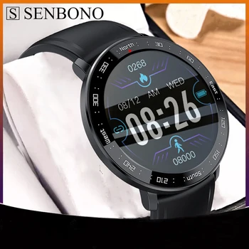 SENBONO 1.28 colių HD Smart Watch Vyrų Širdies ritmo Monitorius 8 Sporto Rūšių Miego Seklys atsparus Vandeniui Vyrų Smartwatch 