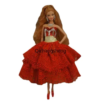 Cosplay Red China Nėrinių 1/6 BJD Drabužius Barbie Lėlės Suknelė Off Peties Komplektus Princesė Suknelė Vestido 11.5