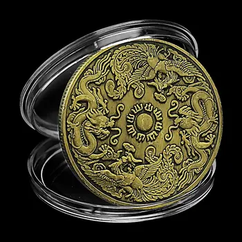 Progines monetas, Kinų Drakonas ir Feniksas Suvenyrų Sėkmės Antikos Imitacija, Monetų Kolekcionieriams Bronzos Padengti Monetos