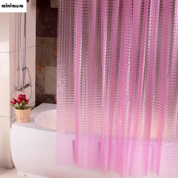 3D kristalų Storesnis Dušo užuolaidos EVA permatomas plastikinis vonios užuolaidos vandeniui atsparus rožinės spalvos Vonios užuolaidų nemokamas pristatymas